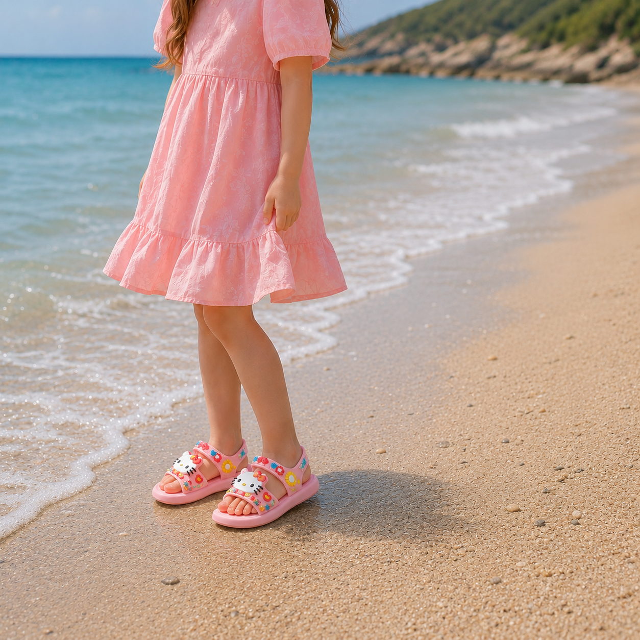 Girls’ Cartoon Flower Summer Sandals – Adjustable & Lightweight