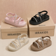 Girls Crystal Cross-Strap Sandals – Stylish Elastic Back Summer Flats