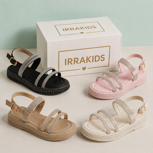 Sandales à brides pailletées pour filles – Chaussures plates décontractées et confortables pour l'été