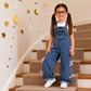 Girls 2-Piece Denim Overall Set with White Tee & Bow Detail