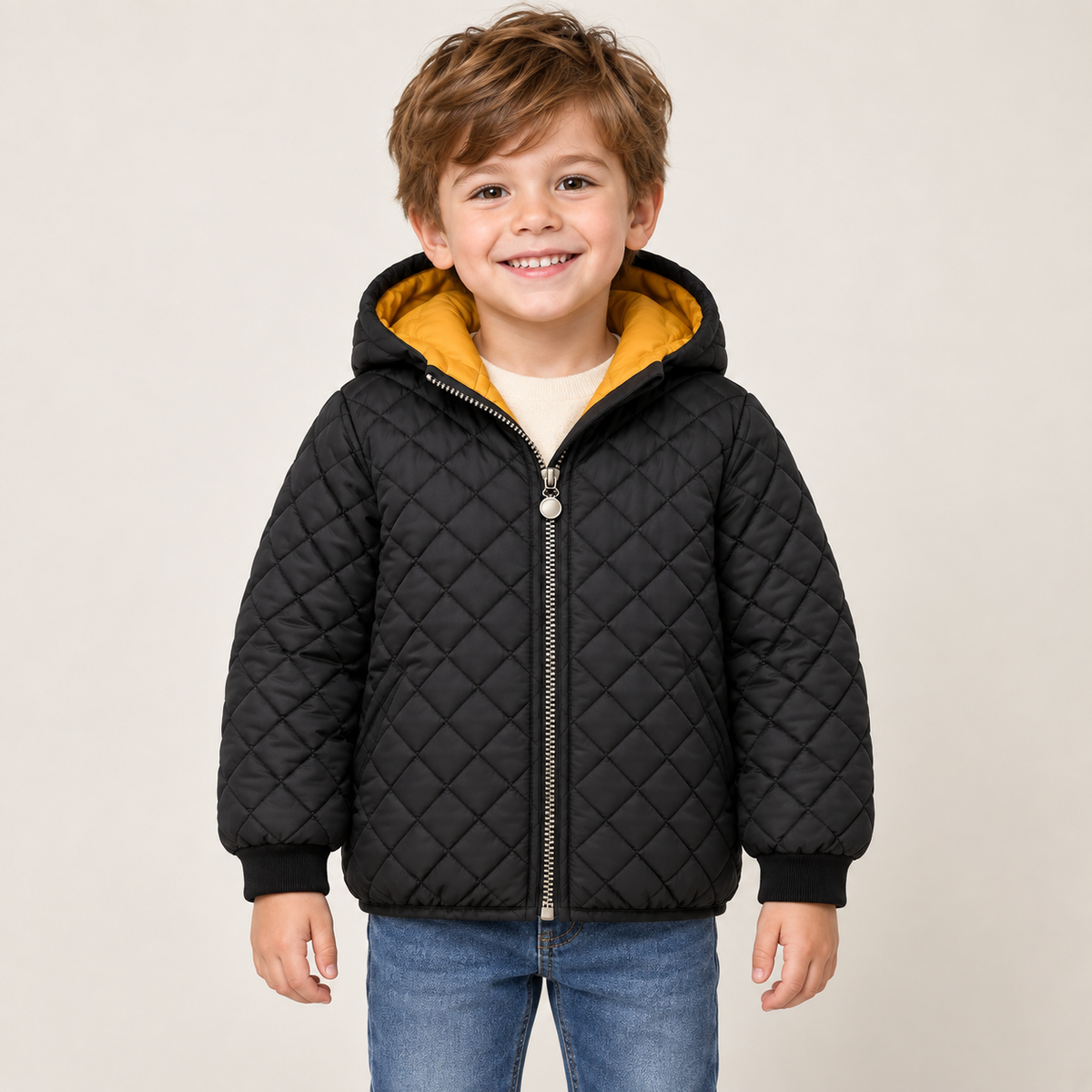 Veste matelassée à capuche pour enfant – Confort et chaleur pour les aventures du quotidien