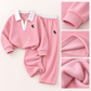 Unisex Contrast-Collar Two-Piece Casual Set – Long Sleeve Top & Matching Pants