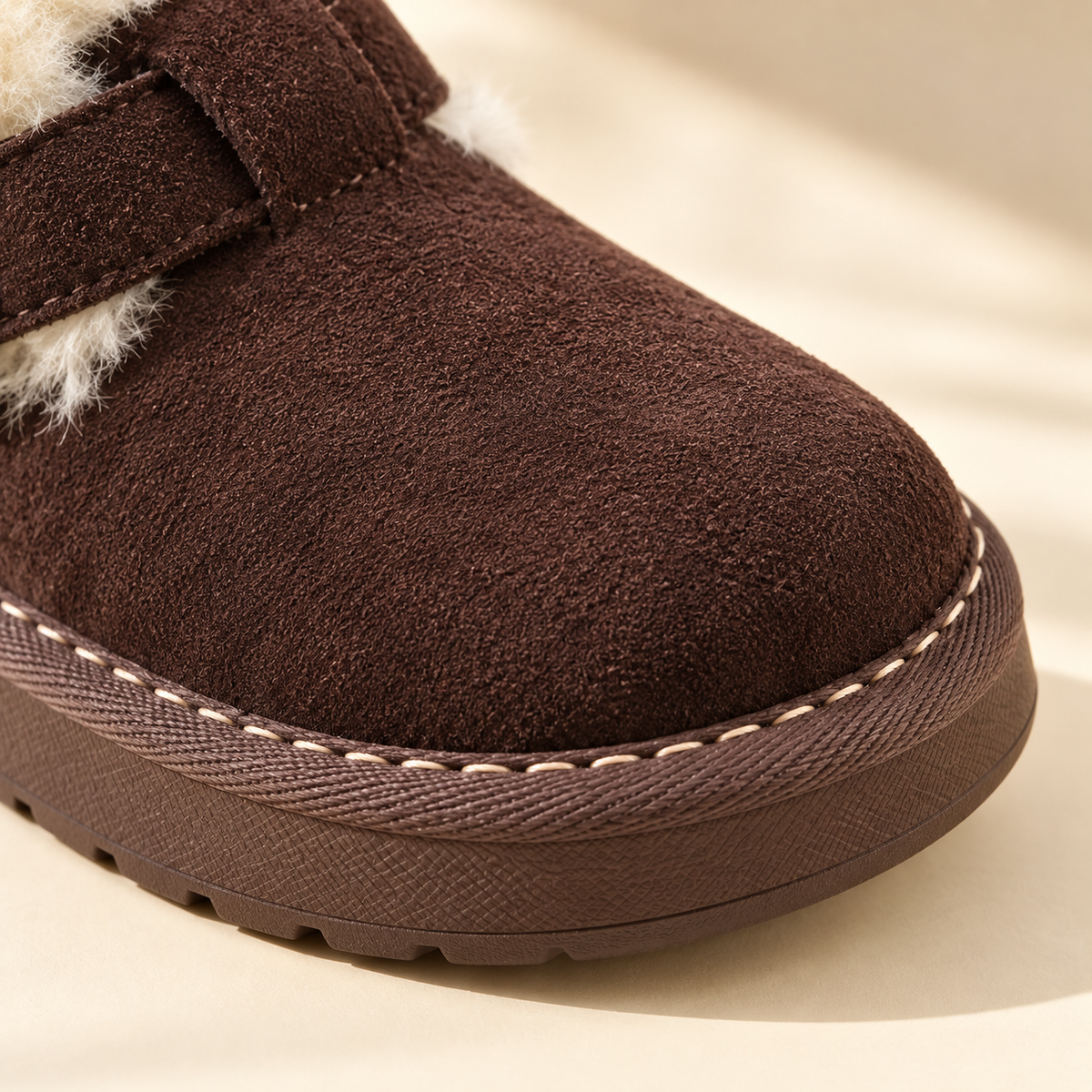 Kids’ Cozy Fleece-Lined Ankle Shoes with a Suede-Look Finish, Classic Buckle Detail and Chunky Sole for Charming Autumn and Winter Outfits