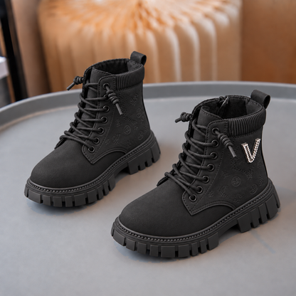 Premium Kids Winter Boots – Stylish High-Top Lace-Up Shoes with Comfortable Fit, Durable Non-Slip Sole & Warm