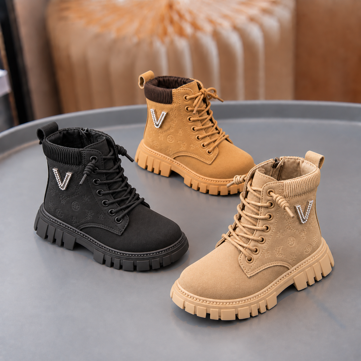 Premium Kids Winter Boots – Stylish High-Top Lace-Up Shoes with Comfortable Fit, Durable Non-Slip Sole & Warm