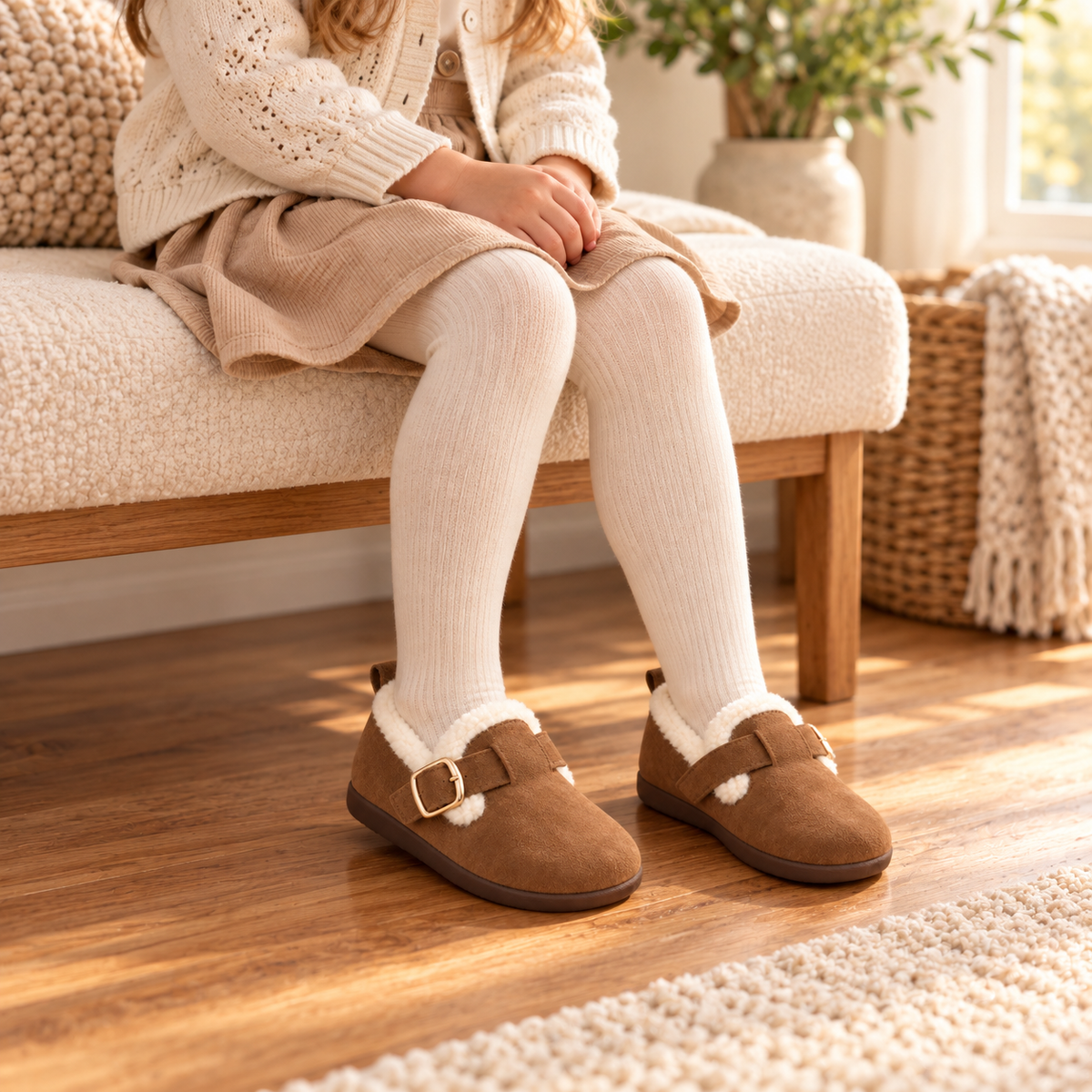 Little Charm – Kids’ Cozy Buckle Shoes with Fluffy Lining