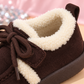 Little Charm Kids’ Moccasin Shoes with Cozy Fleece Trim, Bow Laces and Colorful Bead Details – A Charming Style for Autumn and Winter