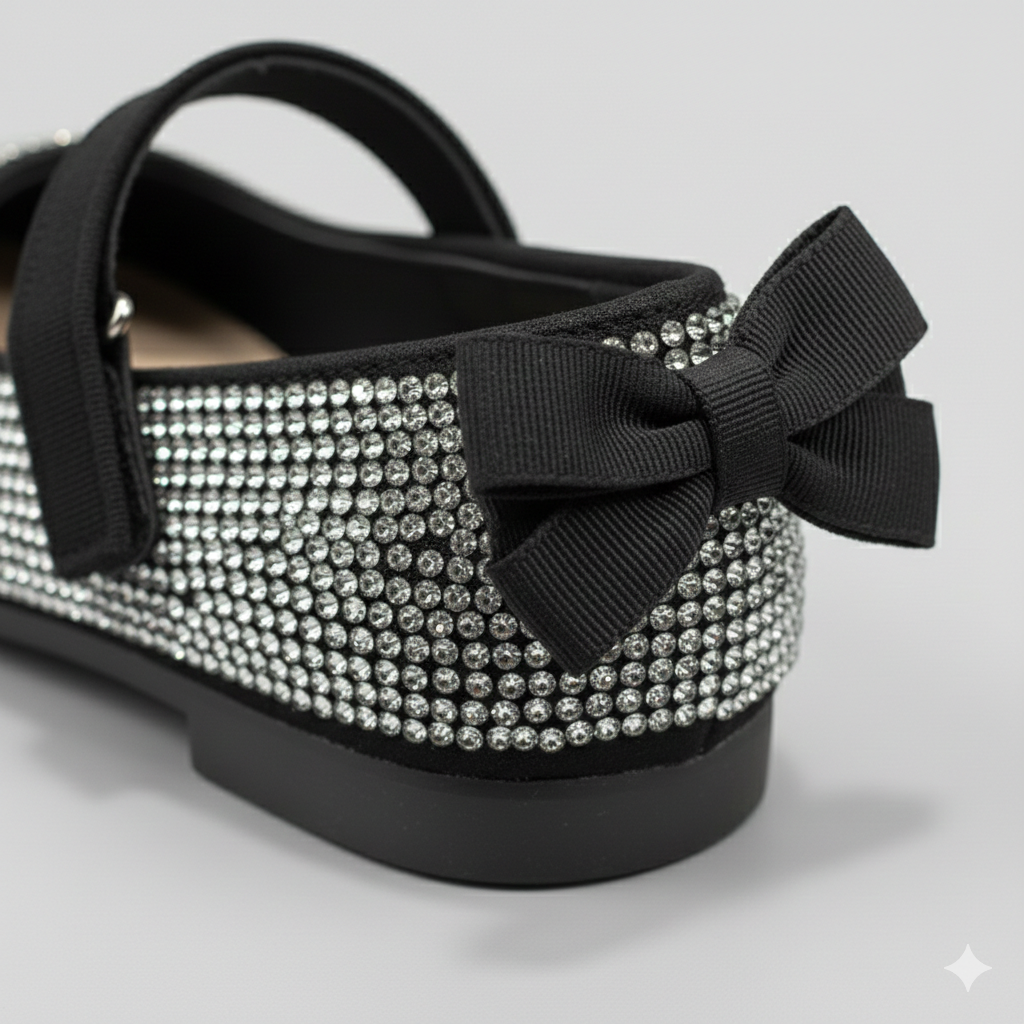 Ballerines Mary Jane à paillettes pour filles avec nœud – Chaussures de fête élégantes à strass