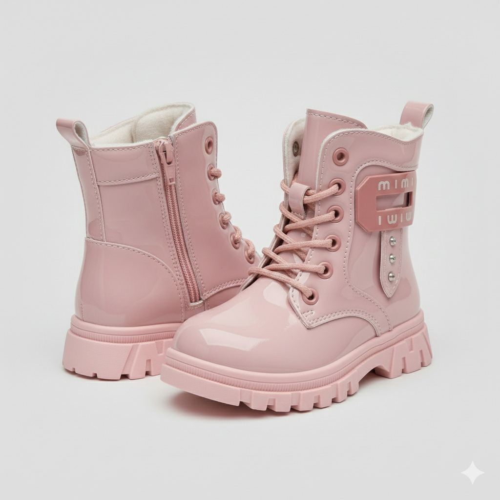 « Bottes vernies brillantes et élégantes pour filles, bottes d'hiver chaudes et confortables pour enfants »