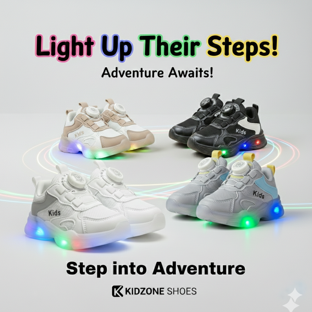Baskets lumineuses LED pour enfants avec fermeture à molette – Chaussures confortables et élégantes pour tous les jours