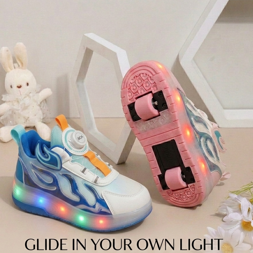 Unisex LED Roller Sneakers – Light-Up Wheels Shoes with Dial Fit System