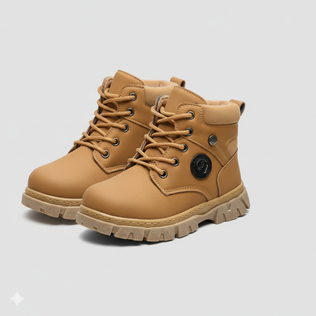 Bottines pour garçons doublées de peluche — orteils au chaud, semelles crantées antidérapantes