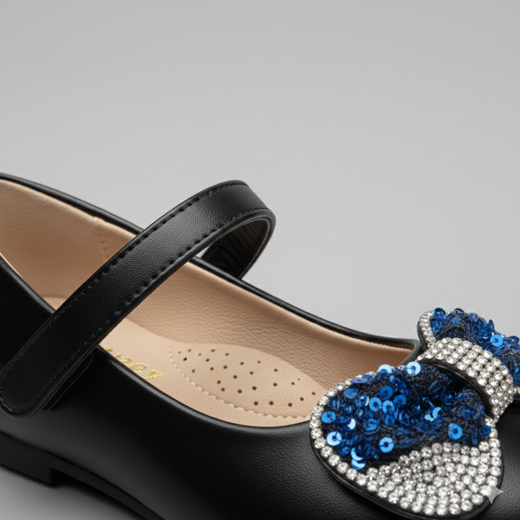 Princess Bow Mary Jane Shoes – Elegant Sparkle for Little Girls ✨