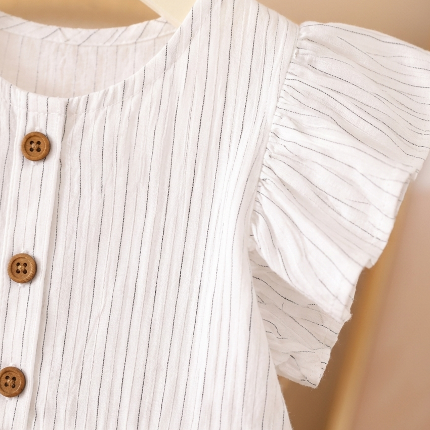 Ensemble de tenue d'été 2026 pour enfants, chemise rayée en coton, short et robe, vêtements doux et respirants pour garçons et filles