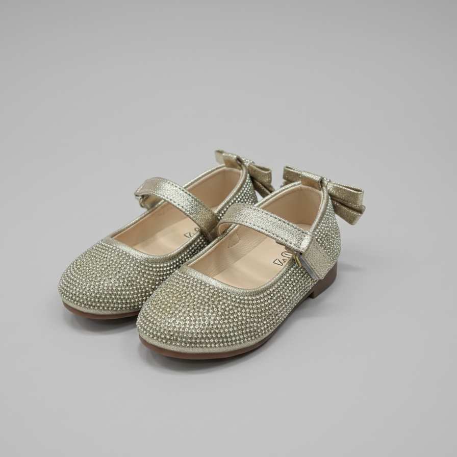Ballerines Mary Jane à paillettes pour filles avec nœud – Chaussures de fête élégantes à strass