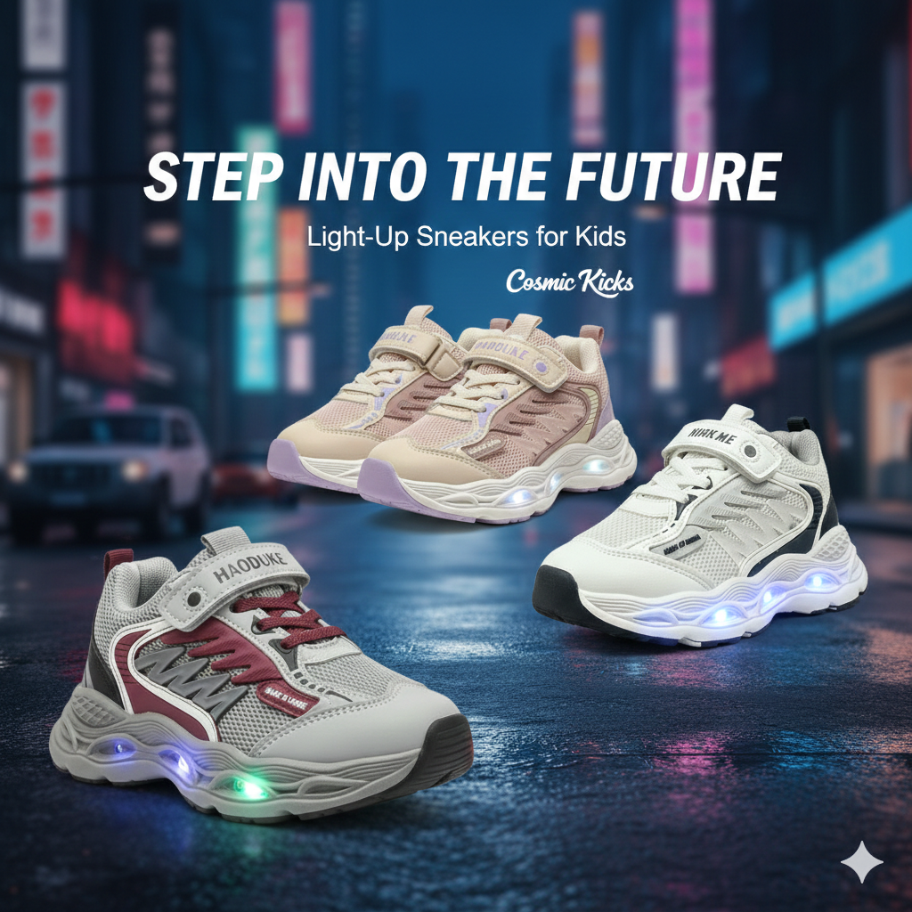 Kids LED Light-Up Sport Sneakers – Breathable & Comfortable Running Shoes