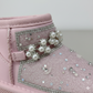 Bottes d'hiver à paillettes pour enfants avec perles – Chaussures montantes chaudes et antidérapantes doublées de fourrure pour filles,