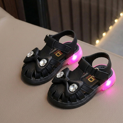 Sandales lumineuses LED pour filles – Jolies chaussures d'été à nœud avec semelle lumineuse