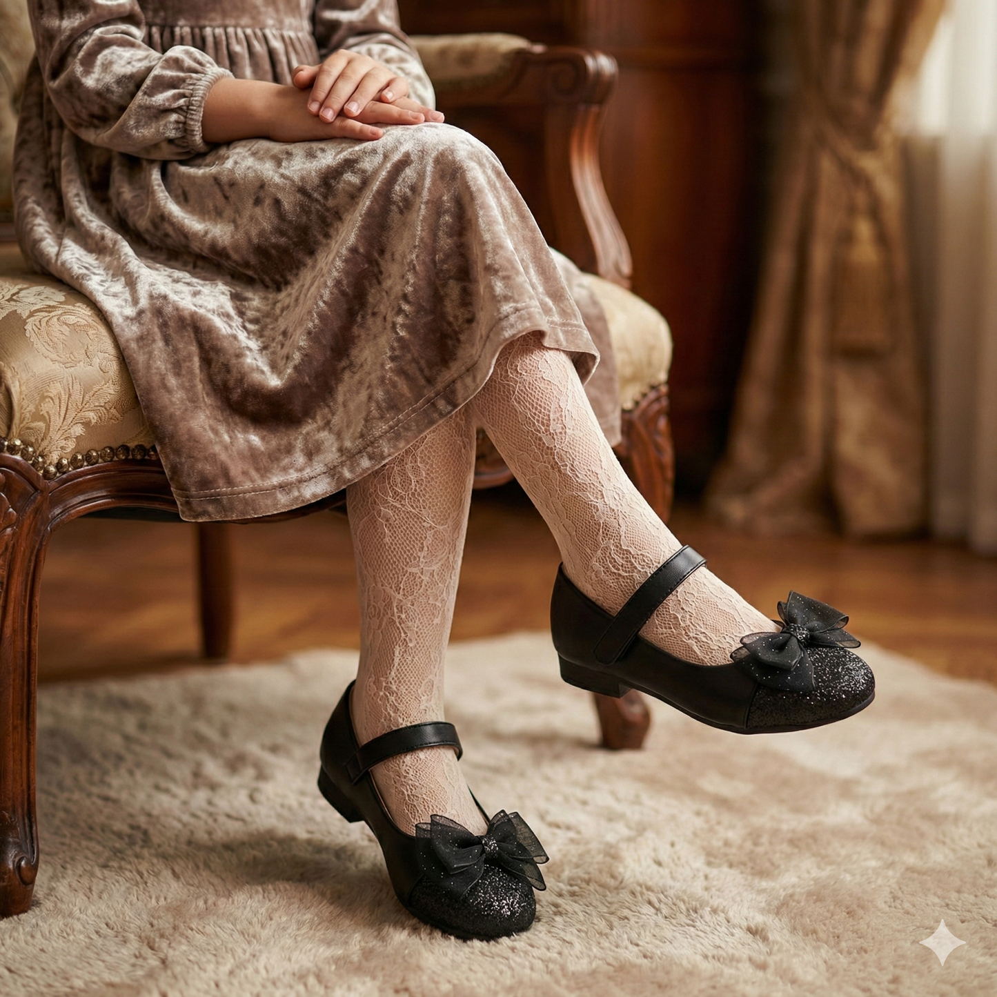 🌸 Chaussures Mary Jane élégantes à paillettes et nœud pour filles – Ballerines de fête et d'occasion spéciale