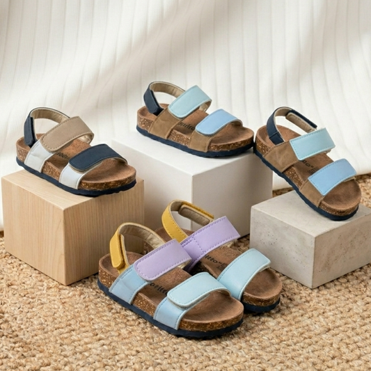 Sandales enfants colorblock à bride velcro avec maintien arrière