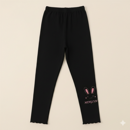 Cute Bunny Print Girls Leggings – Soft Cotton Stretch Pants