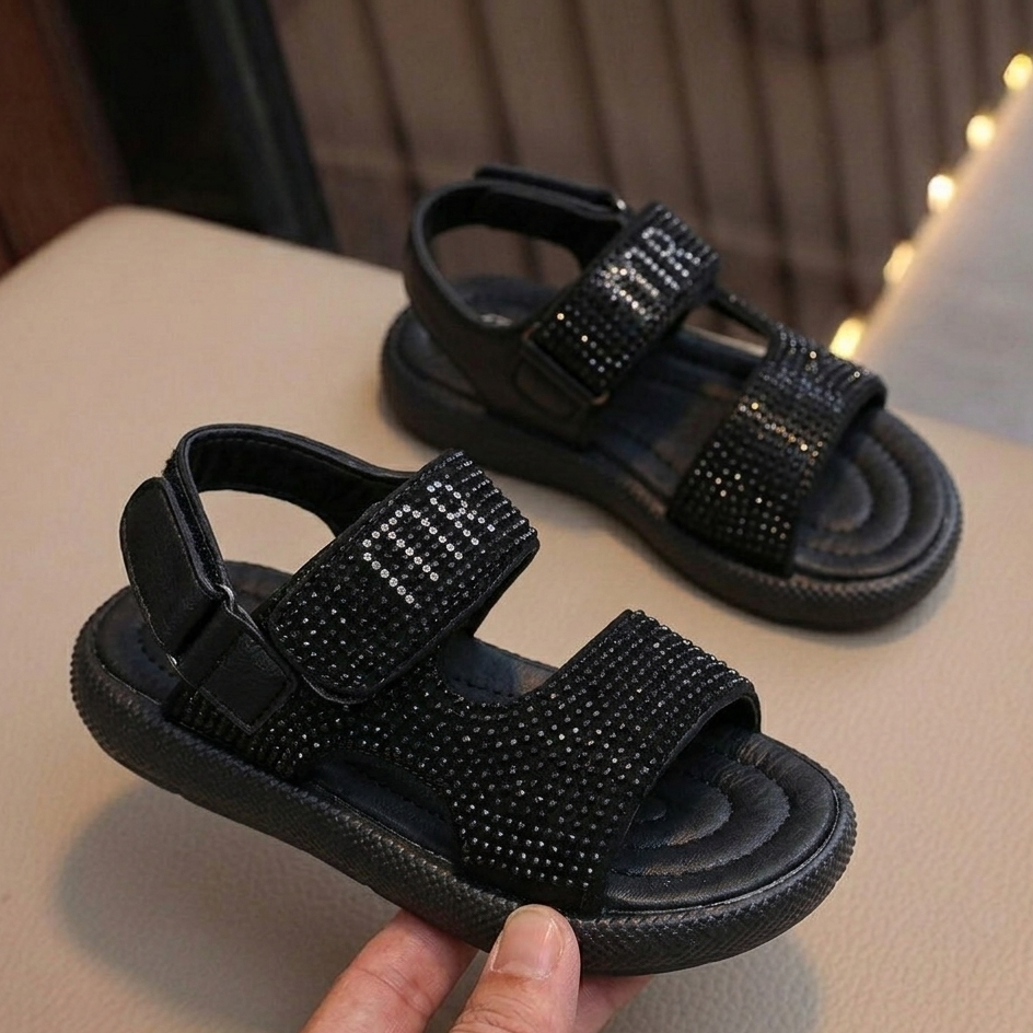Sandales Confort Scintillantes pour Fille avec Brides Réglables