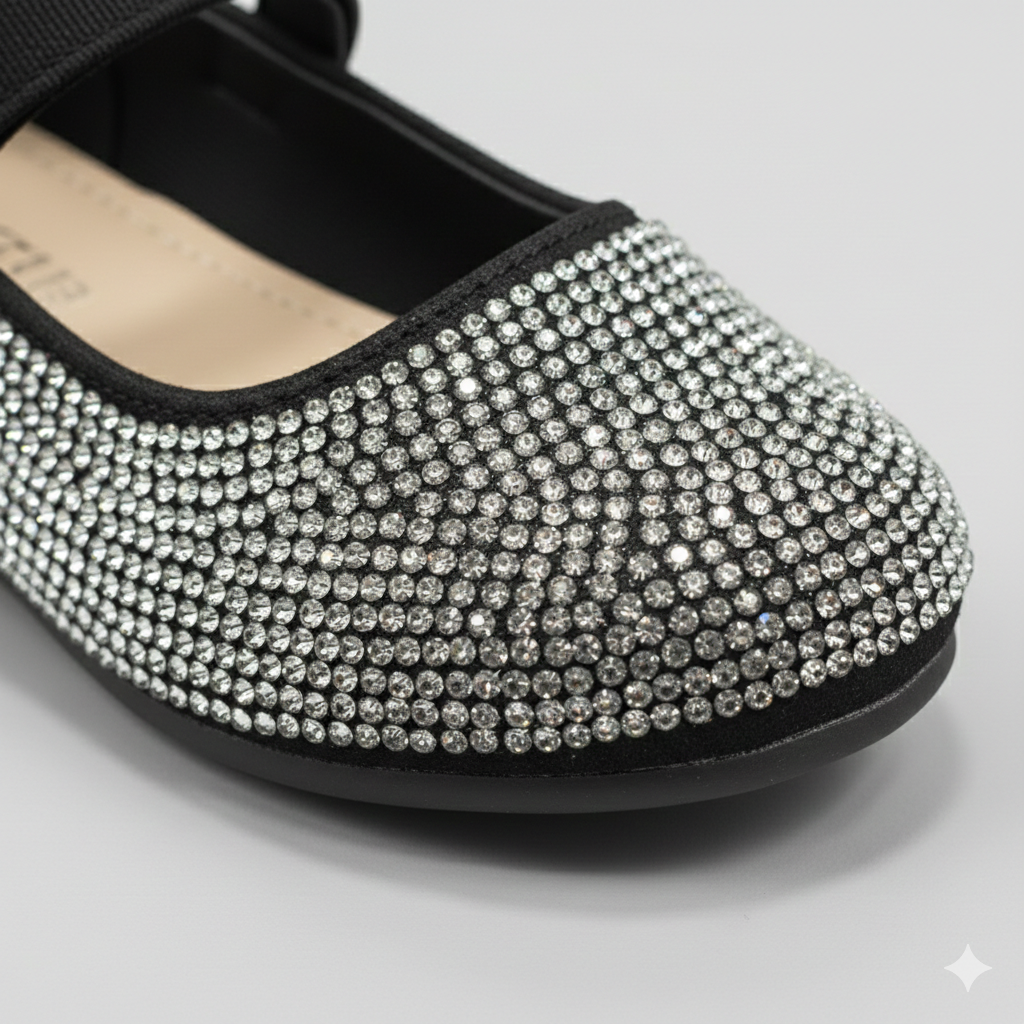 Ballerines Mary Jane à paillettes pour filles avec nœud – Chaussures de fête élégantes à strass
