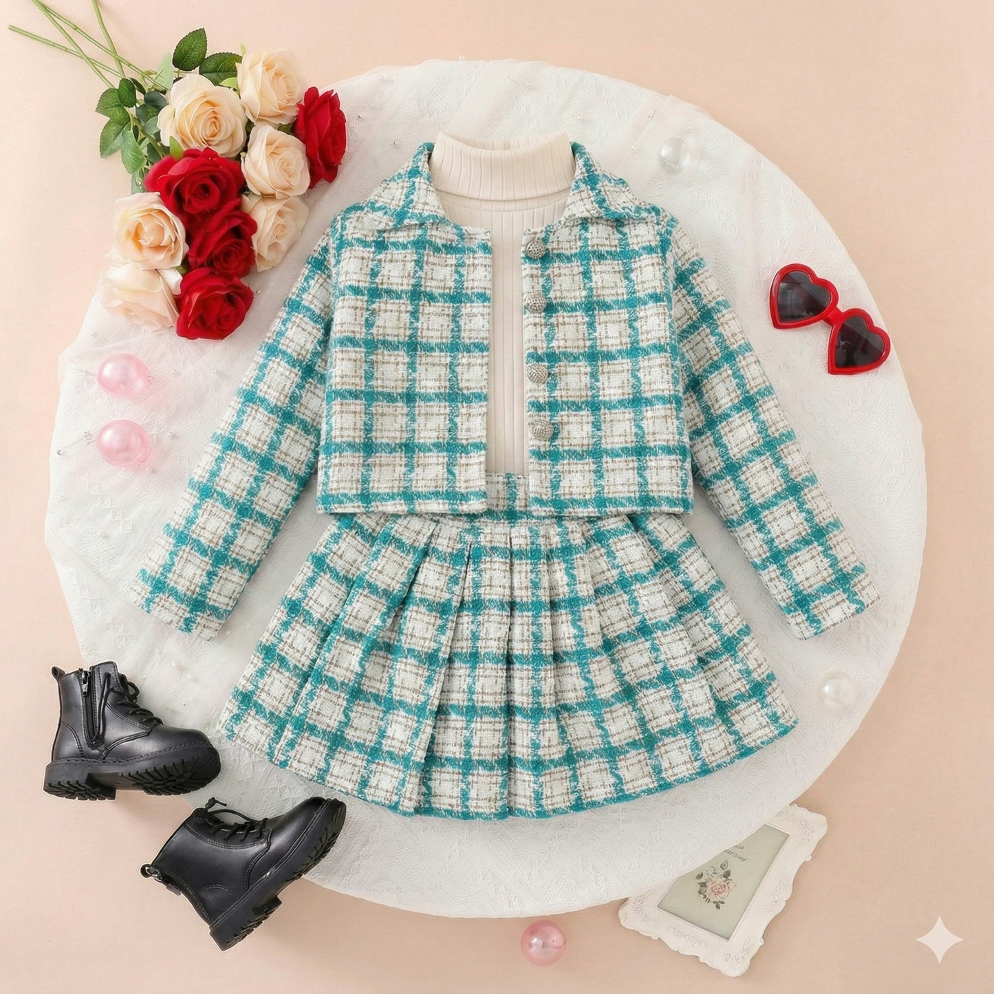Classic Plaid Charm 3-Piece Outfit Set 2