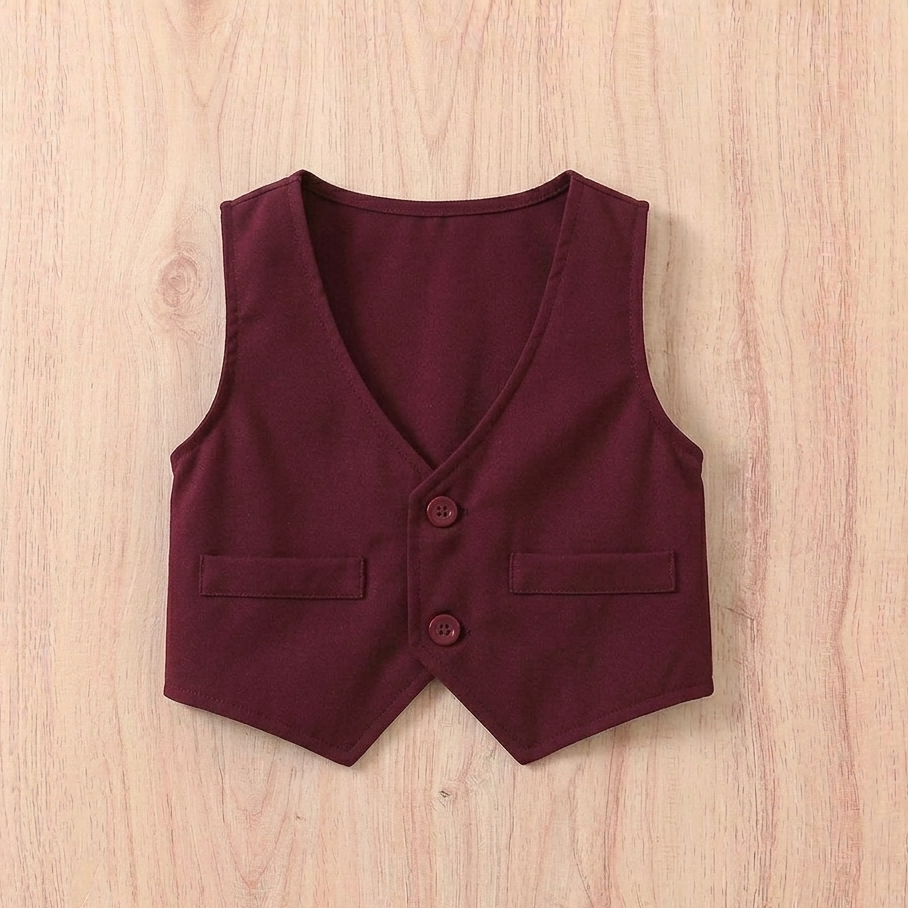 Boys Formal Outfit Set – Elegant Shirt, Vest & Shorts with Bow Tie