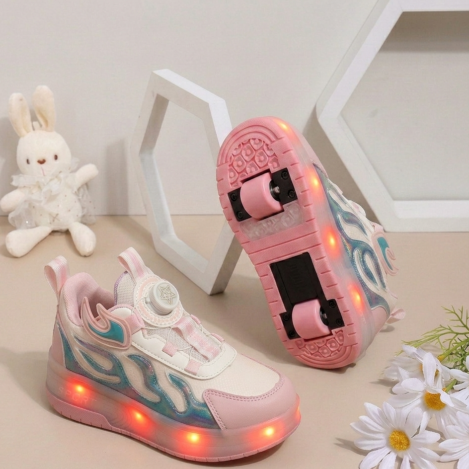Unisex LED Roller Sneakers – Light-Up Wheels Shoes with Dial Fit System