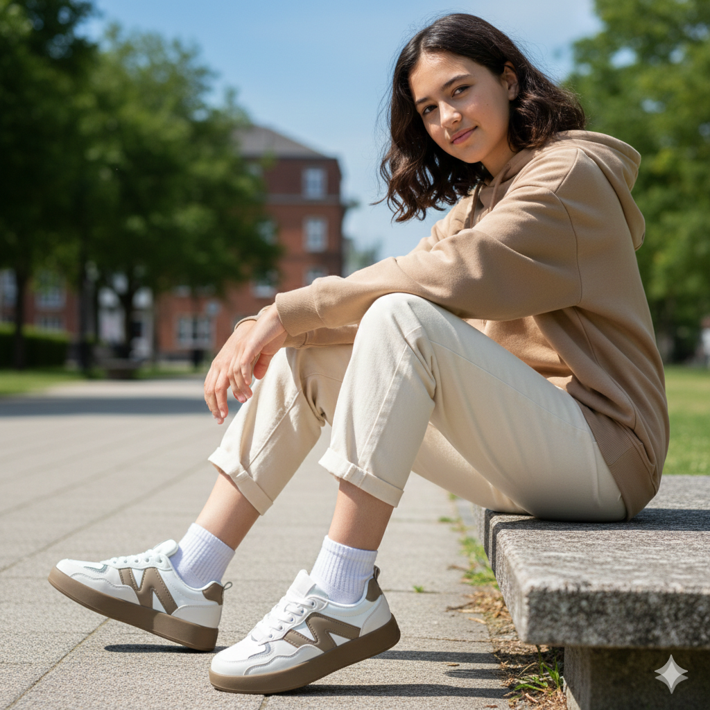 Baskets basses classiques pour enfants – Fermeture à lacets et à scratch | Chaussures résistantes pour tous les jours