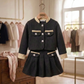 Girls Elegant Red Tweed Jacket & Skirt Set – Classic Party Wear Outfit Made with a Chanel dress