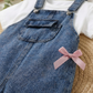 Girls 2-Piece Denim Overall Set with White Tee & Bow Detail