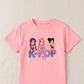 K-Pop Girls Summer Set – Pink T-Shirt & Denim Skirt
