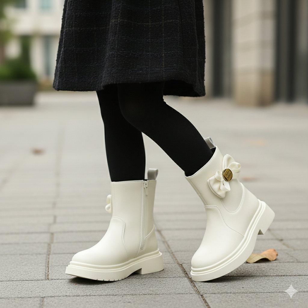 Bottes classiques confortables avec un joli nœud décoratif