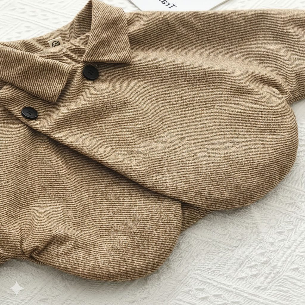 Ensemble deux pièces automne/hiver pour fille : manteau à revers en tweed décontracté et jupe plissée rétro