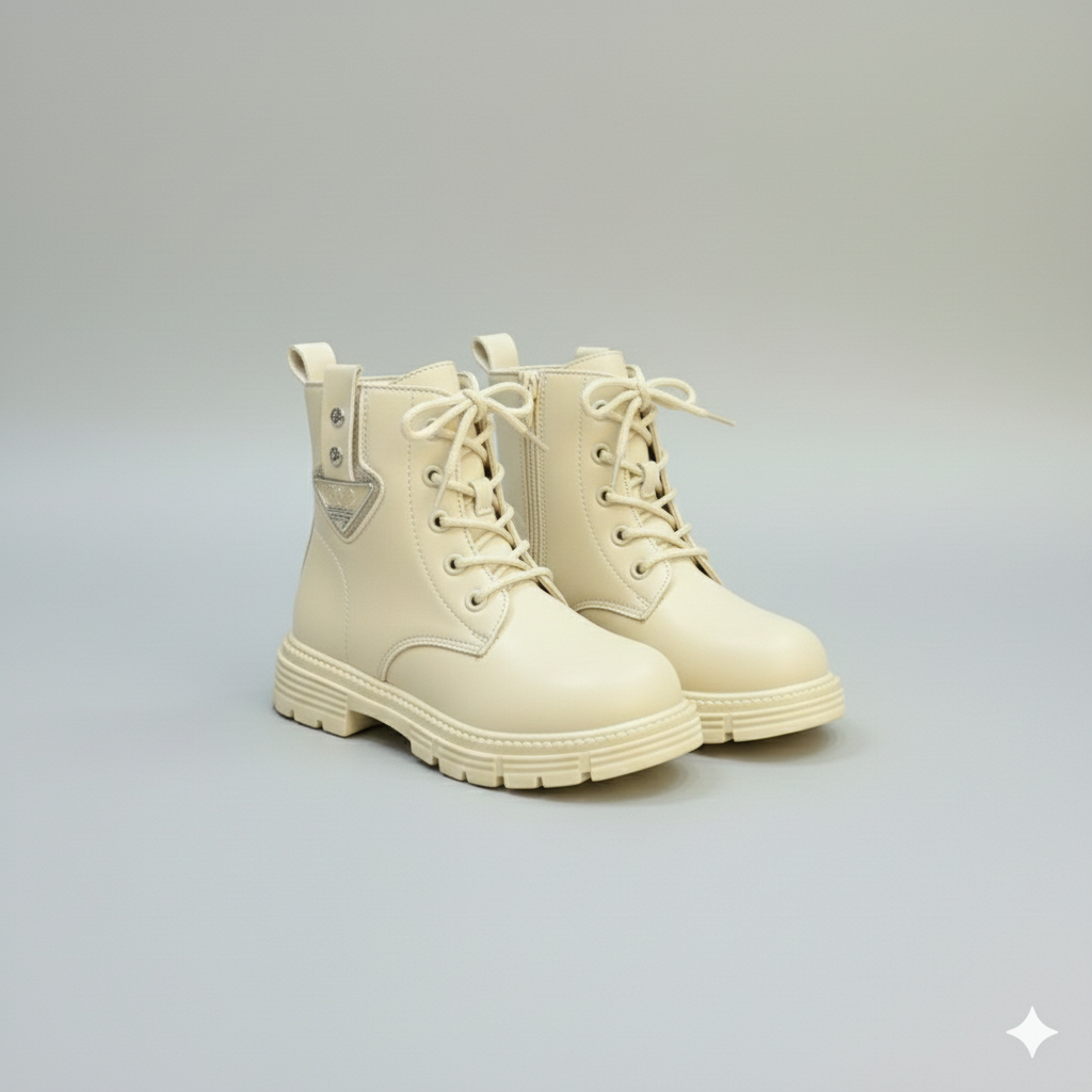 Girls’ Stylish Lace-Up Ankle Boots with Non-Slip Sole