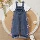 Girls 2-Piece Denim Overall Set with White Tee & Bow Detail