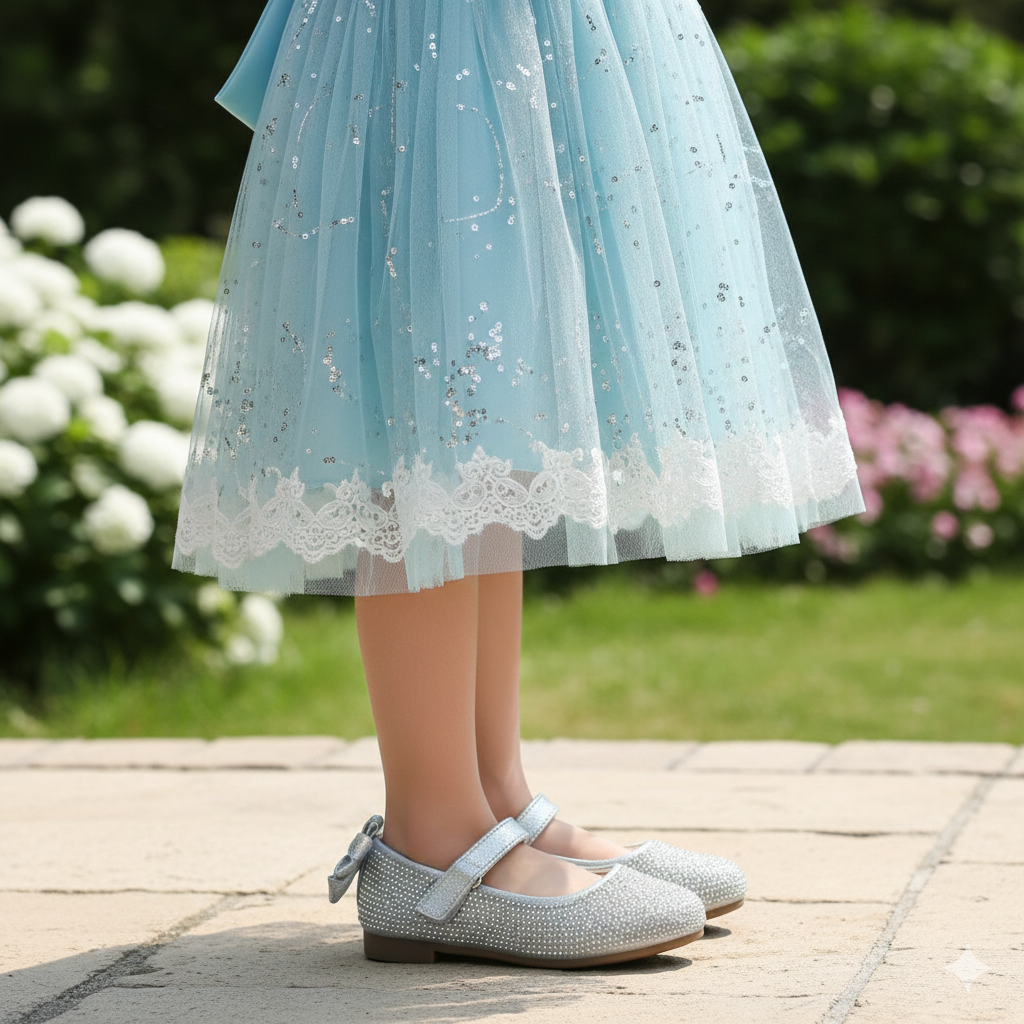 Ballerines Mary Jane à paillettes pour filles avec nœud – Chaussures de fête élégantes à strass
