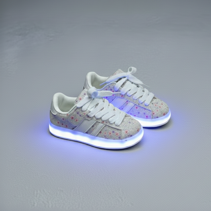 Baskets lumineuses à paillettes pour filles – Joli nœud, confortables et stylées ✨