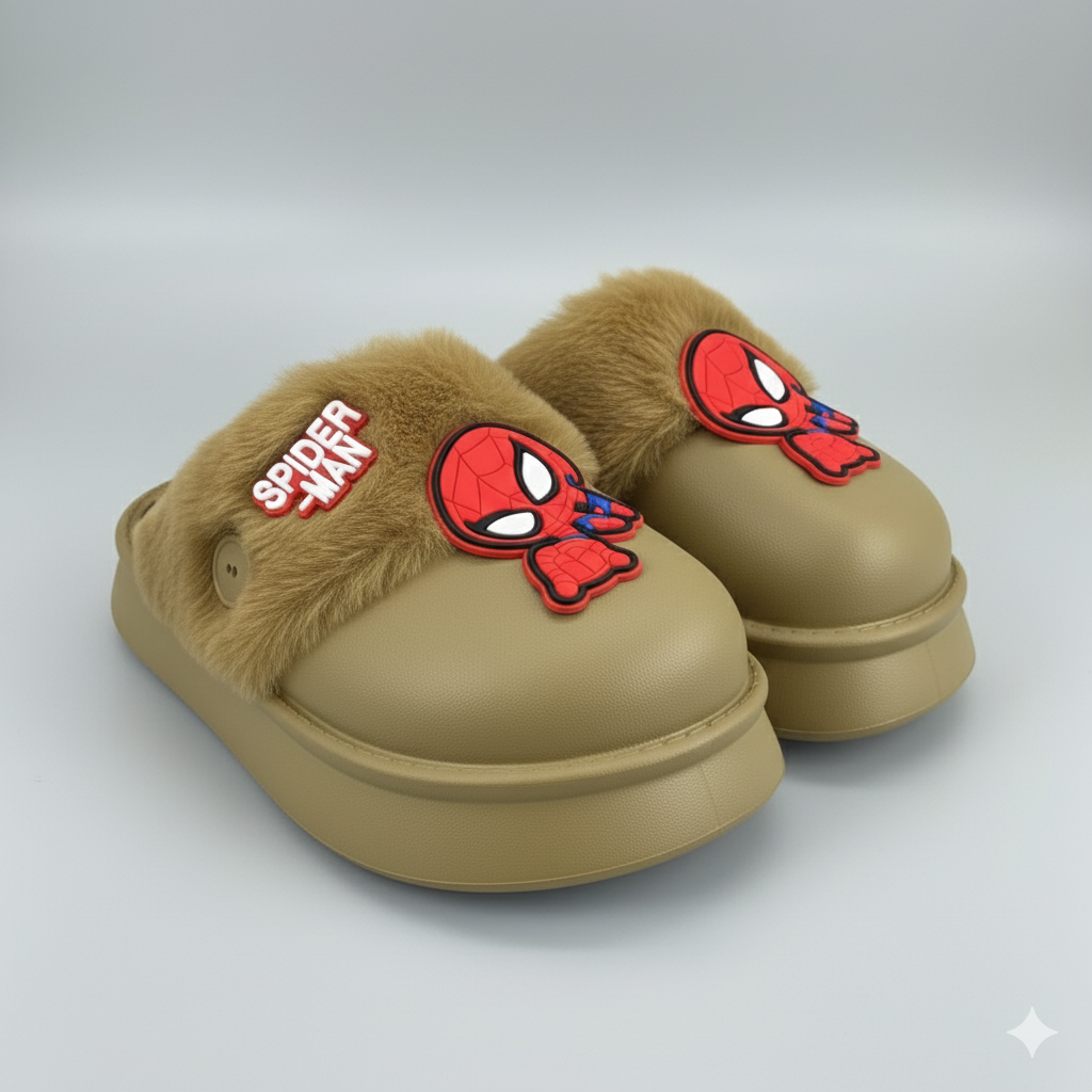 Boys' Spider-Man slippers: plush-lined warmth, closed-toe