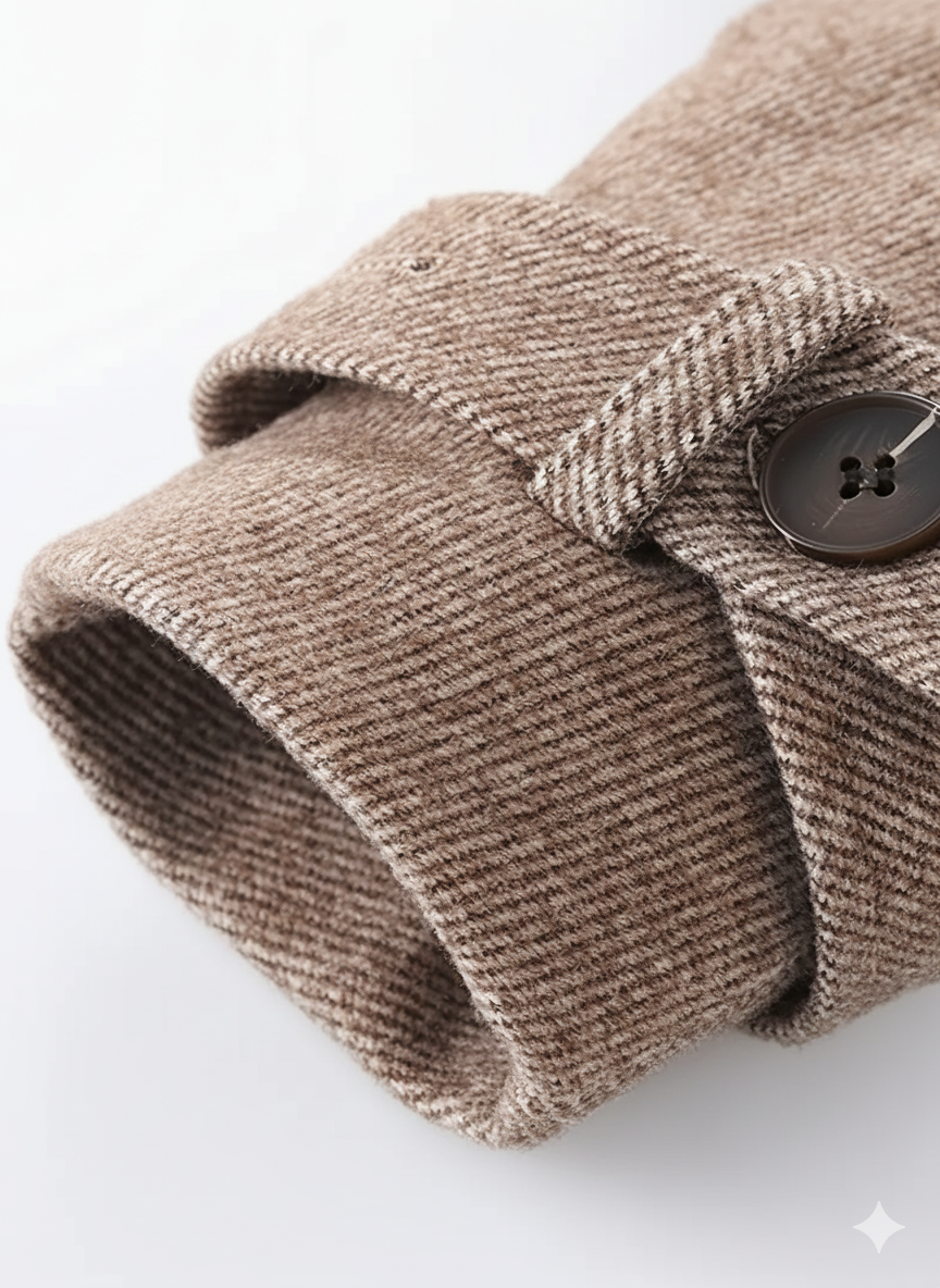 Ensemble deux pièces automne/hiver pour fille : manteau à revers en tweed décontracté et jupe plissée rétro