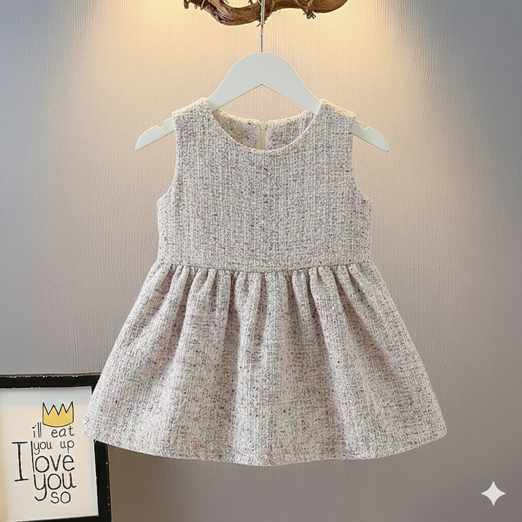 🌸 Ensemble d'hiver élégant pour fille – Manteau doux, robe à carreaux et mini sac 🌸