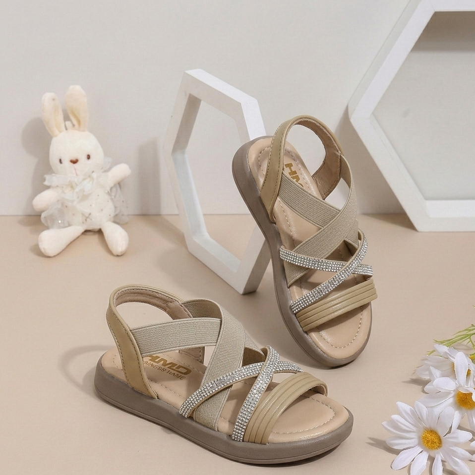 Sandales élégantes pour fille avec brides scintillantes – Chaussures d'été confortables et tendance