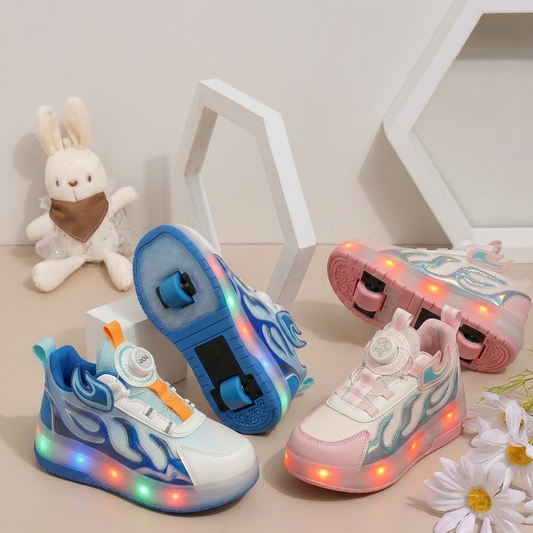 Baskets à roulettes unisexe à LED – Chaussures lumineuses avec système d'ajustement rapide