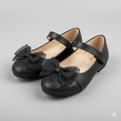 🌸 Girls Elegant Bow Glitter Mary Jane Shoes – Party & Special Occasion Flats