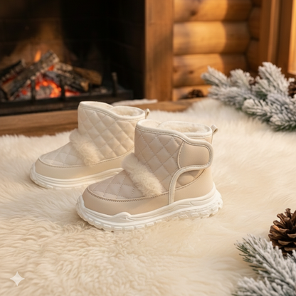 Bottes de neige d'hiver pour tout-petits – Bottines chaudes doublées de fausse fourrure avec tige matelassée, chaussures d'extérieur résistantes à l'eau avec semelle souple antidérapante pour filles et garçons