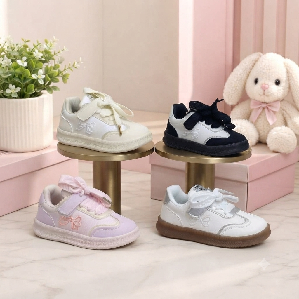 Baskets décontractées pour filles – Détail nœud élégant et chaussures confortables pour tous les jours