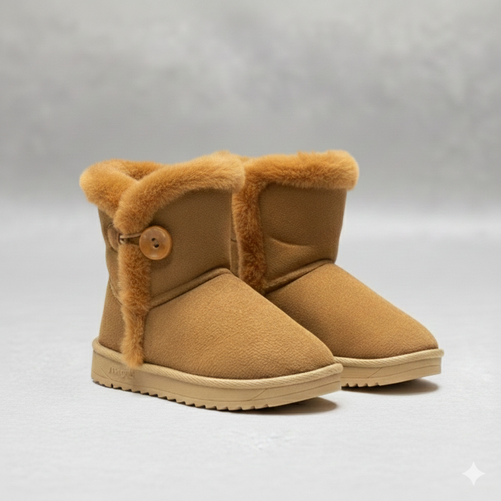 Girls Winter Boots Kids Warm Faux Fur Ankle Boots Soft Suede Non-Slip Sole Cute Casual Shoes for Children