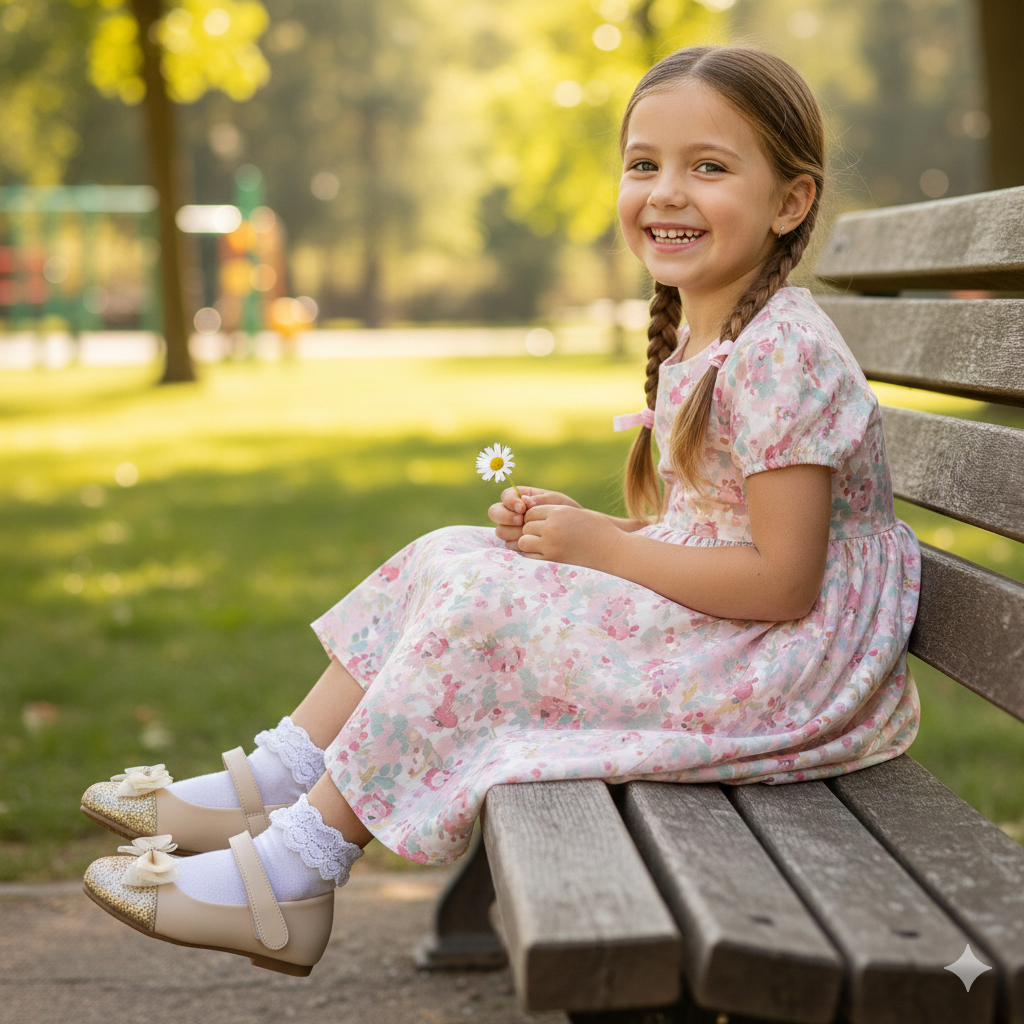 🌸 Girls Elegant Bow Glitter Mary Jane Shoes – Party & Special Occasion Flats